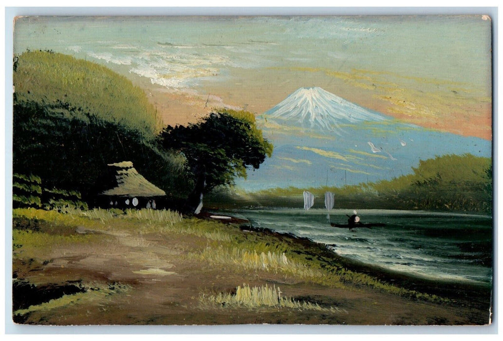 Handprinted Art Japan Tea Advertising Detroit Michigan MI Antique Postcard
