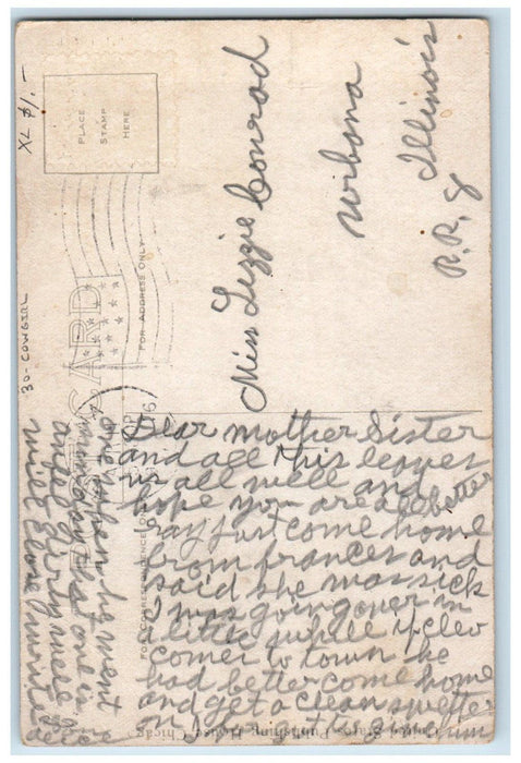 1916 Cowgirl Holding Gun You Can't Get Gay Here Posted Antique Postcard