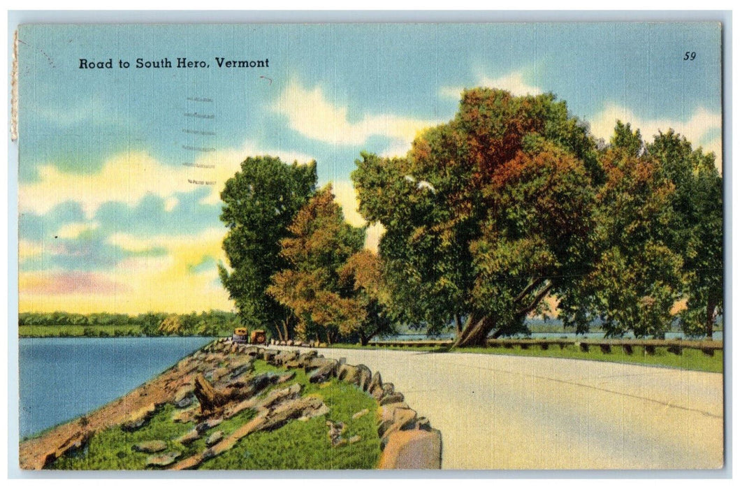 1953 Road To South Hero Vermont VT Hazardville CT Vintage Posted Postcard
