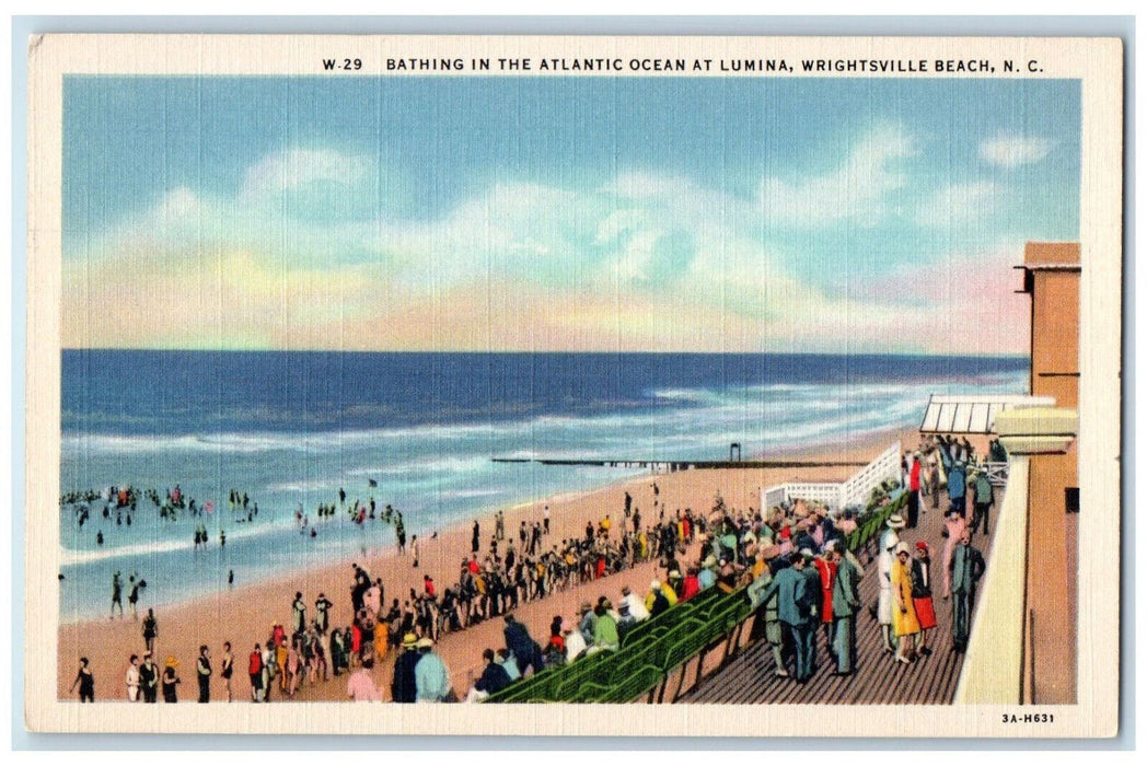 c1930's Bathing in the Atlantic Ocean at Lumina Wrightsville Beach NC Postcard