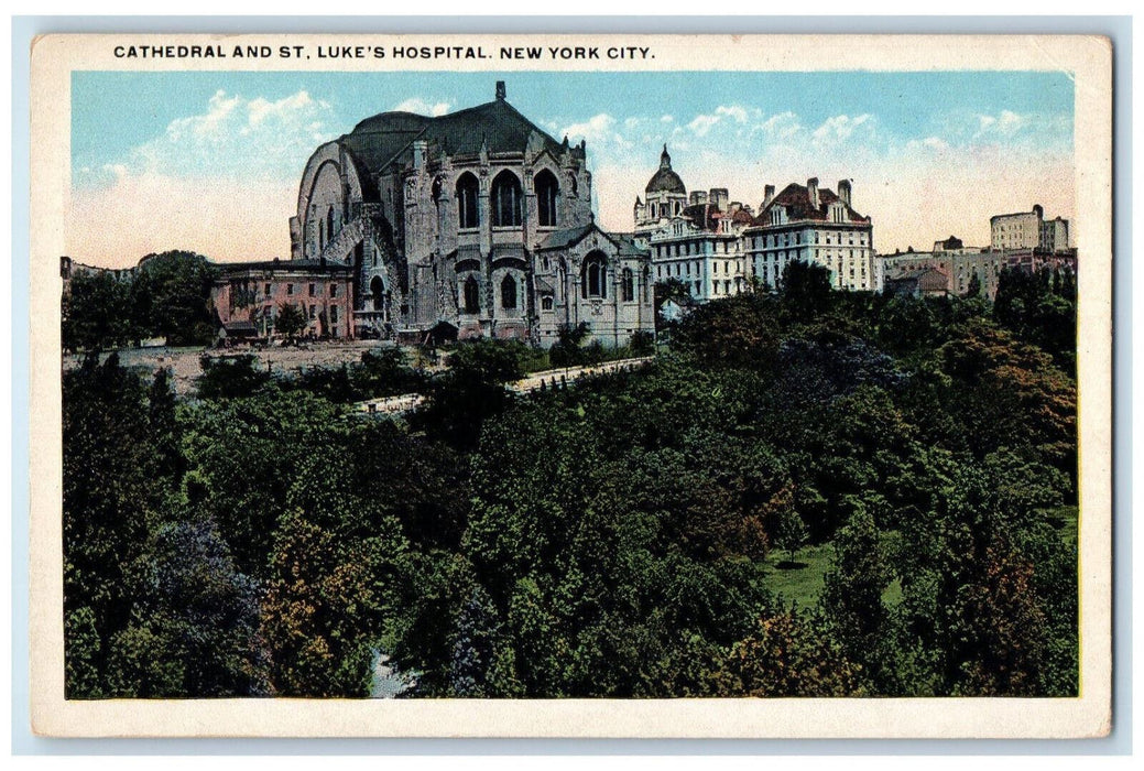 c1910 Cathedral and St. Luke's Hospital New York City NY Antique Postcard