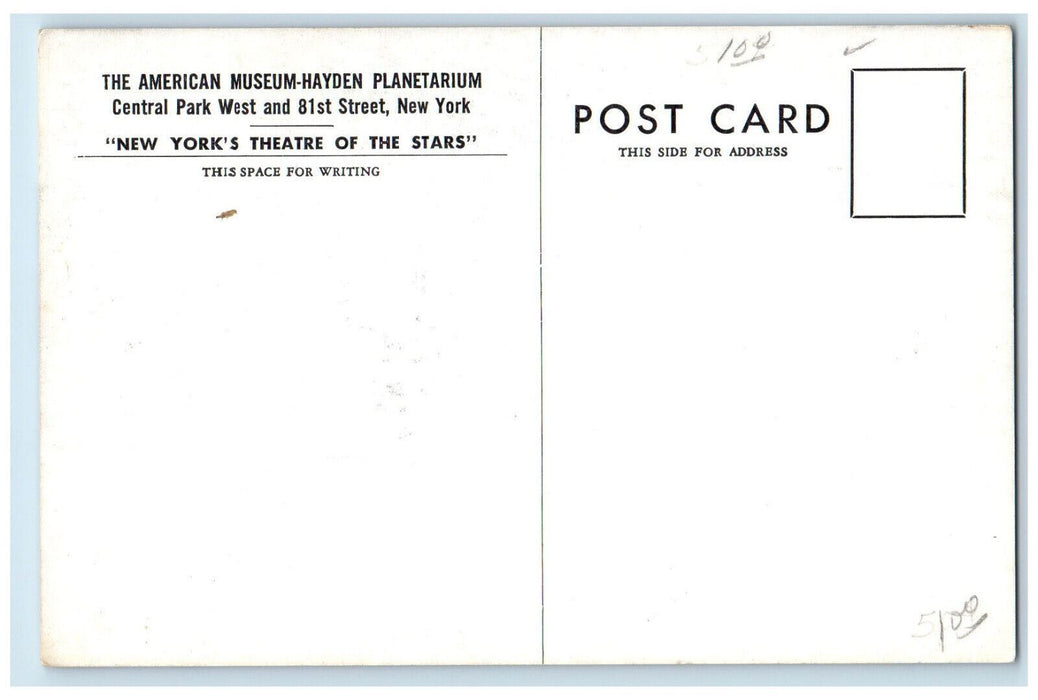 c1950's American Museum-Hayden Planetarium New York NY Vintage Postcard