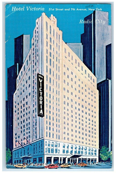 1965 Building of Hotel Victoria Radio City New York City NY Vintage Postcard