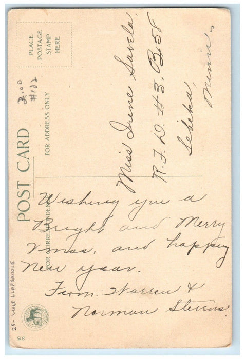 c1910's Christmas Children Candles Hanging Stockings Wolf Clapsaddle Postcard