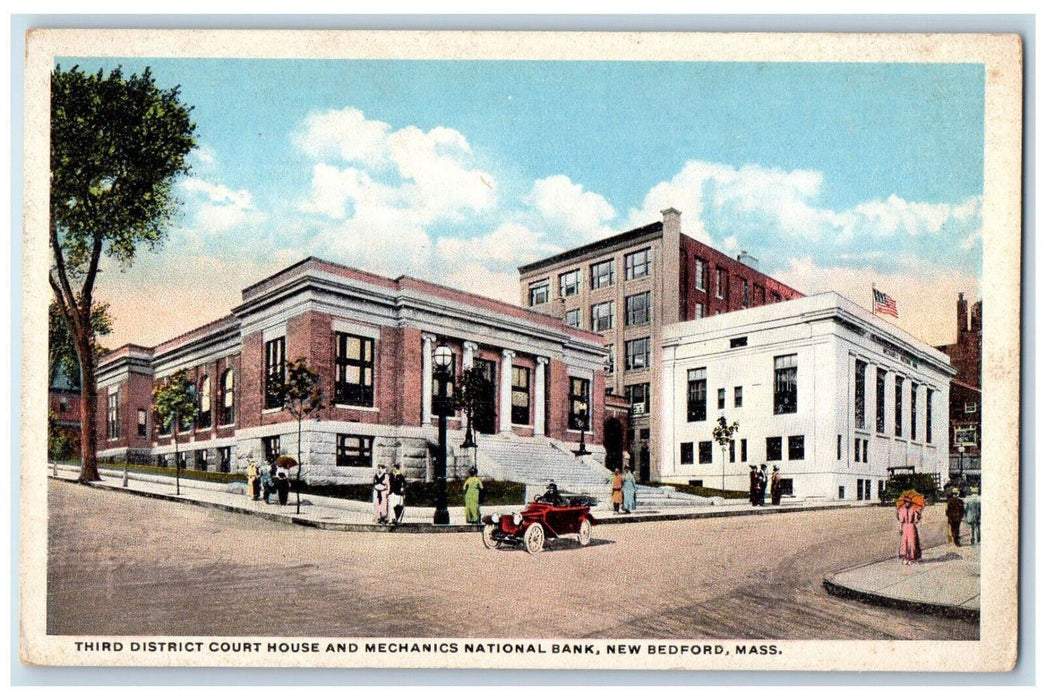 Third District Court House And Mechanics National Bank New Bedford MA Postcard