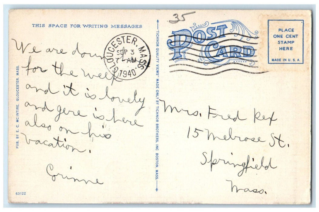 1940 Stone Wharfs Rockport Massachusetts MA, Artist Painting Scene Postcard