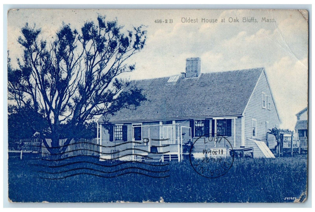 1907 Oldest House Exterior Scene At Oak Bluffs Massachusetts MA Postcard