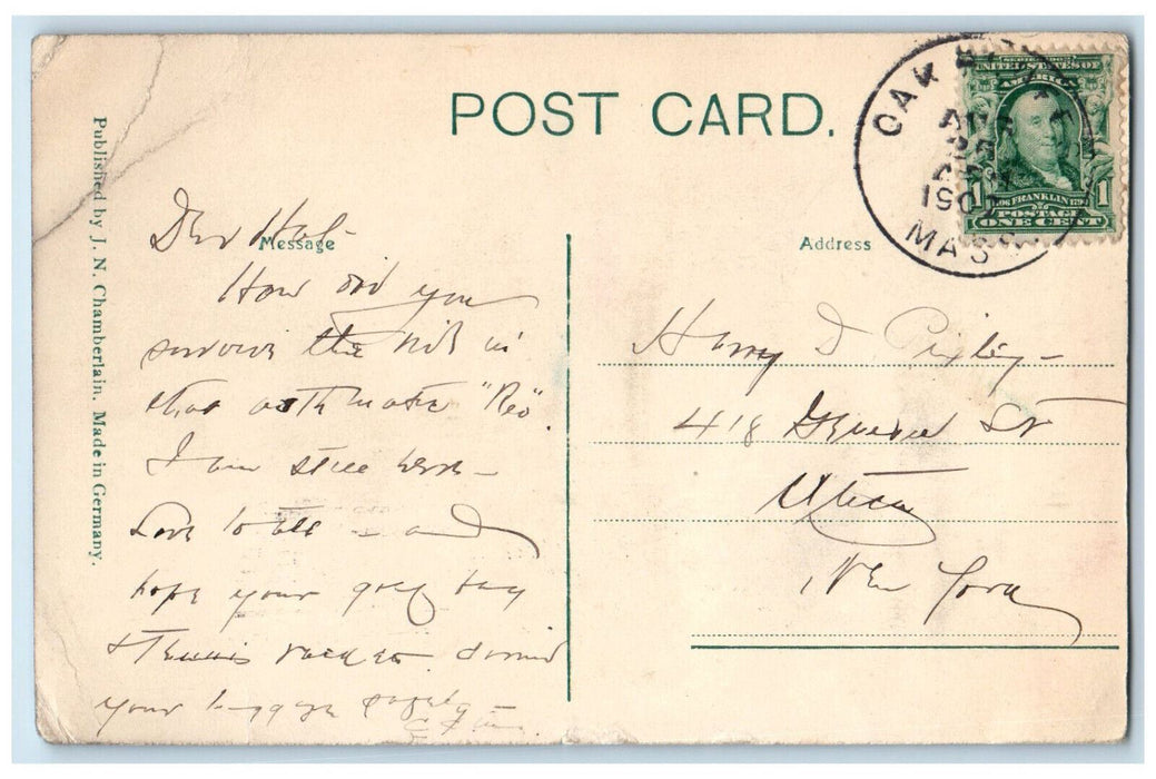 1907 Oldest House Exterior Scene At Oak Bluffs Massachusetts MA Postcard