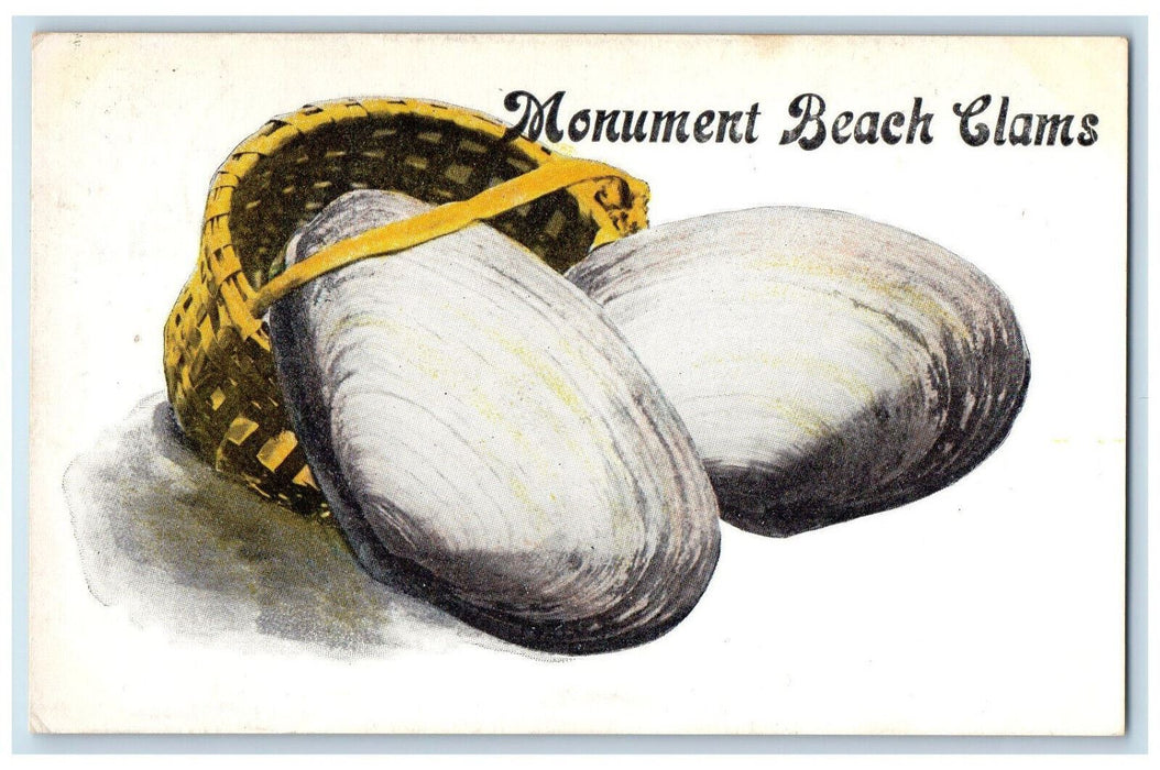 1914 Greetings From Monument Beach Clams Massachusetts MA Antique Postcard