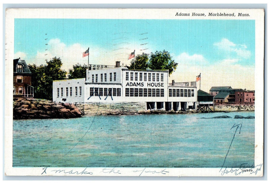 1941 View Of Adams House Seafront Marblehead Massachusetts MA Vintage Postcard