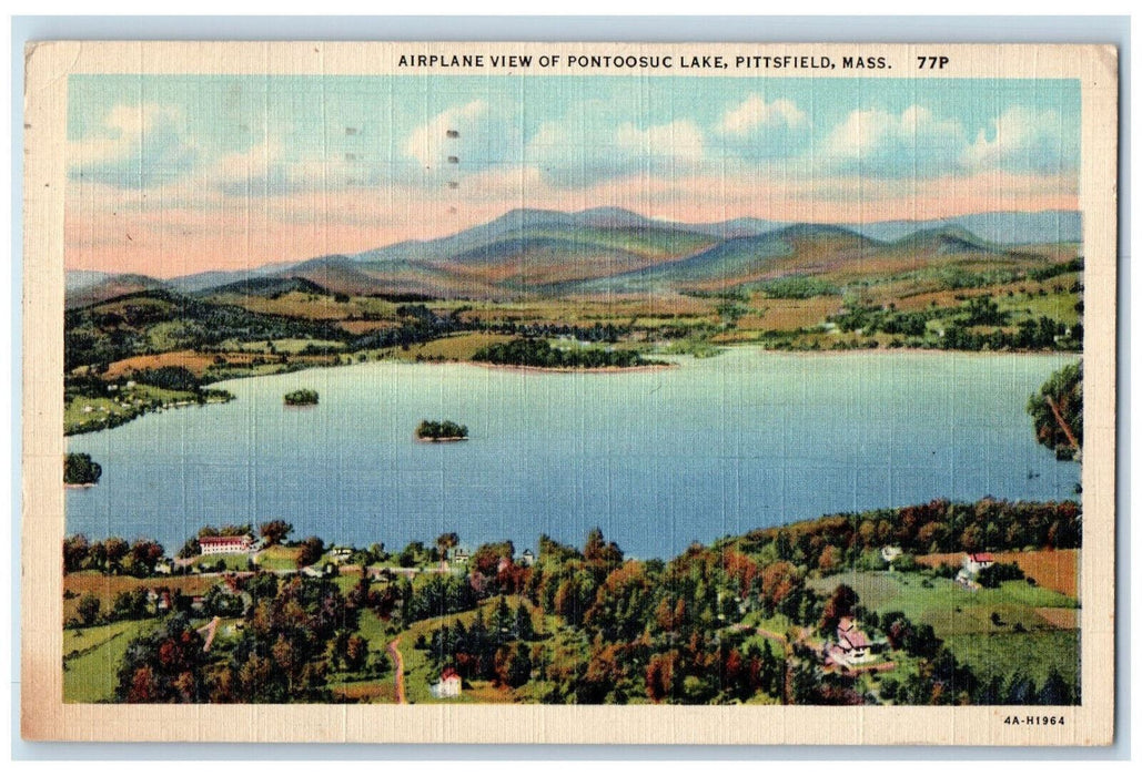 1944 Airplane View Of Pontoosuc Lake Pittsfield Massachusetts MA Postcard