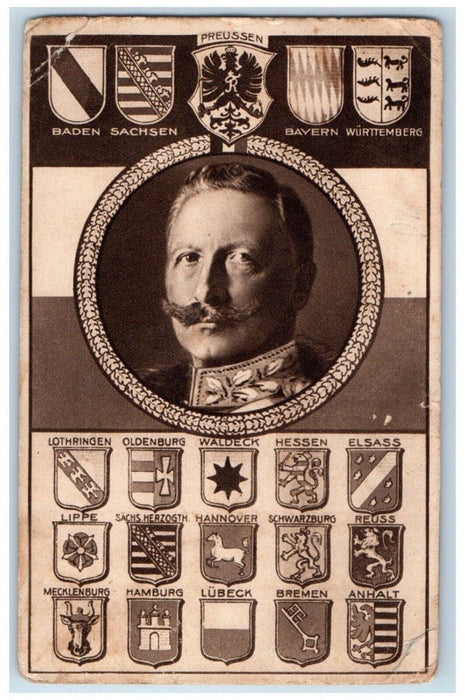 c1910's Crests and Seals of Prussia States WWI Military Soldier Germany Postcard