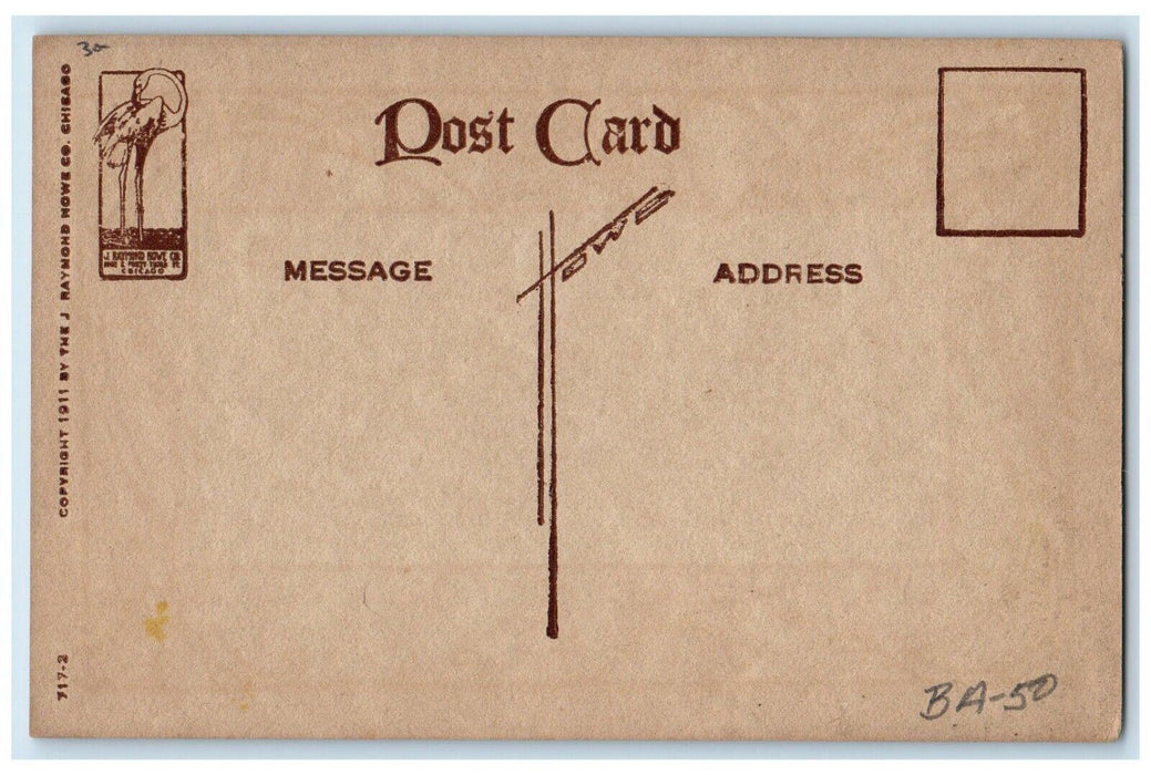 c1910's Raymond Howe Motto Purple Flowers Arts Crafts Unposted Antique Postcard