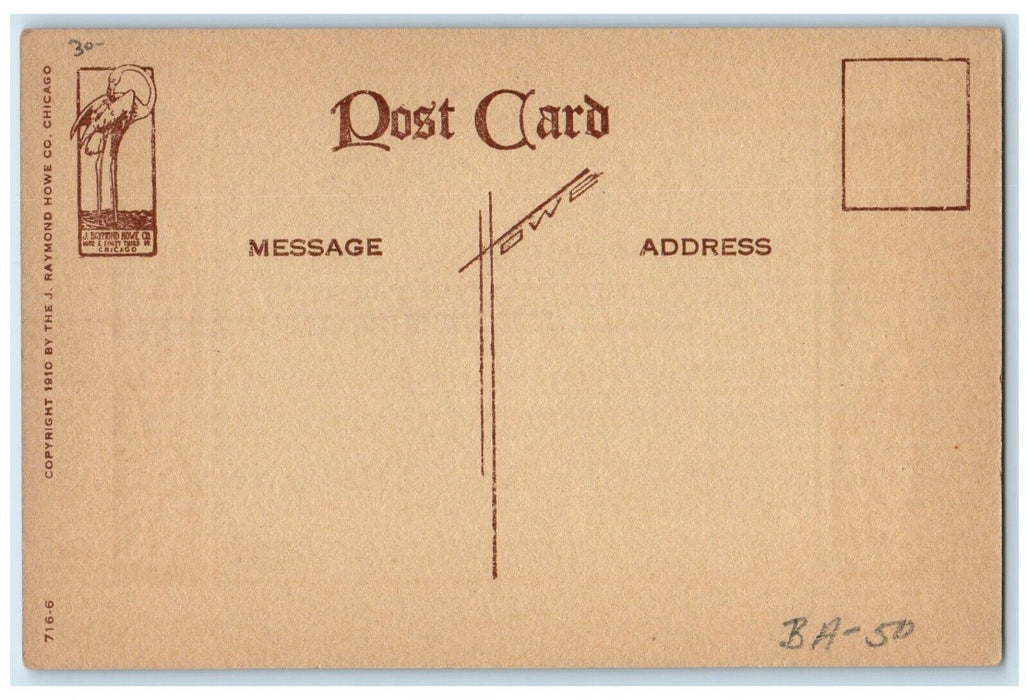 c1910's Raymond Howe A Resolve Motto Arts Crafts Unposted Antique Postcard