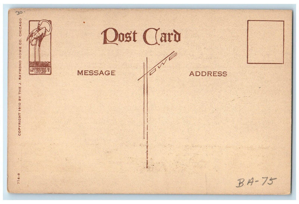 c1910's Raymond Howe Motto Flowers Candle Arts Crafts Unposted Antique Postcard