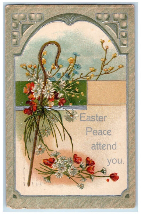 1908 Easter Peace Flowers Clapsaddle Embossed Brooklyn New York NY Postcard