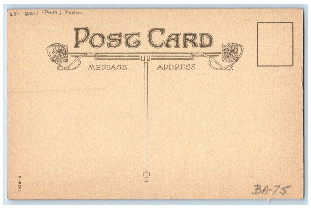 c1910's Bunny Rabbit On The Top Of Powder Puff Arts Crafts Poem Antique Postcard