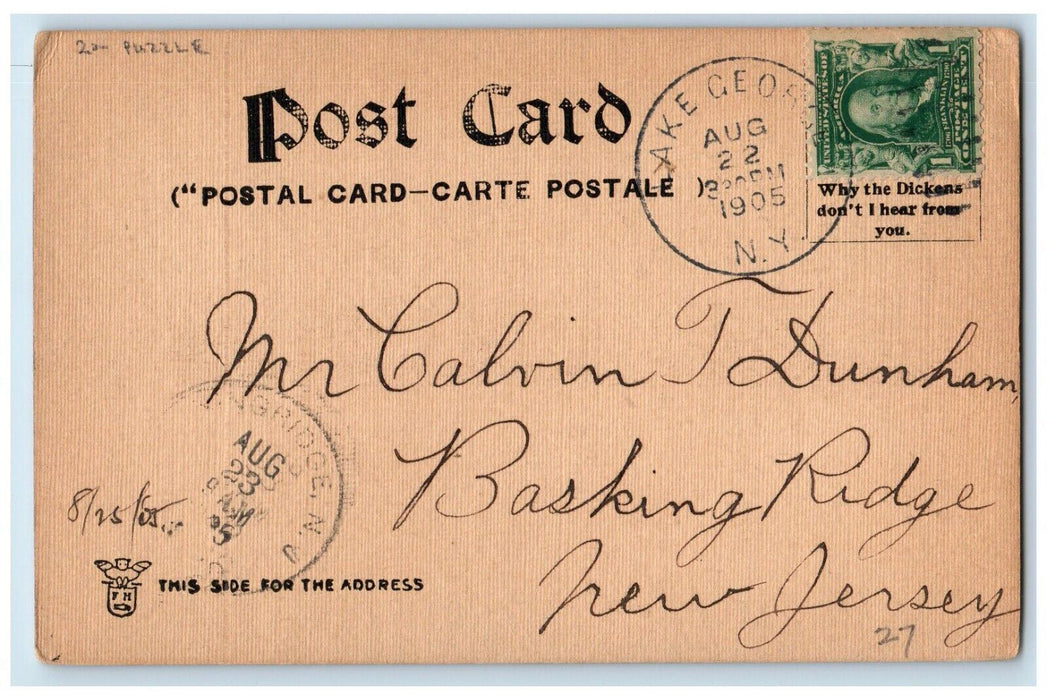 1905 They Don't Hear From You Puzzle Lake George New York NY Antique Postcard