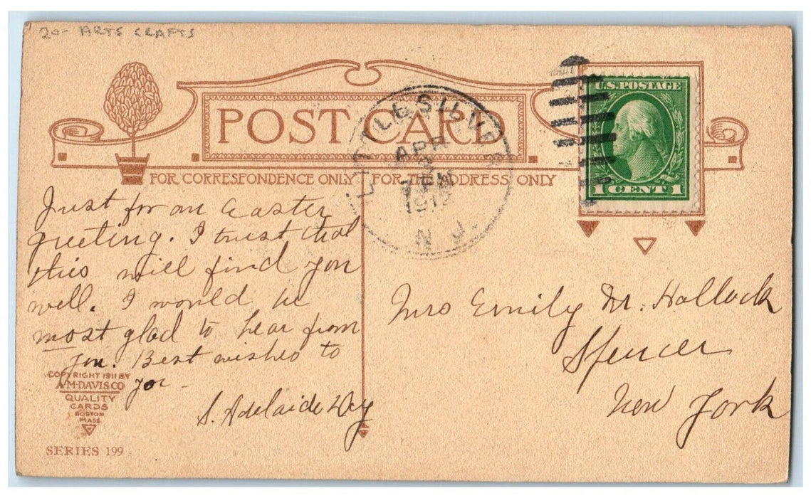 1912 Valentine Postage Stamp Arts Crafts Little Silver New Jersey NJ Postcard