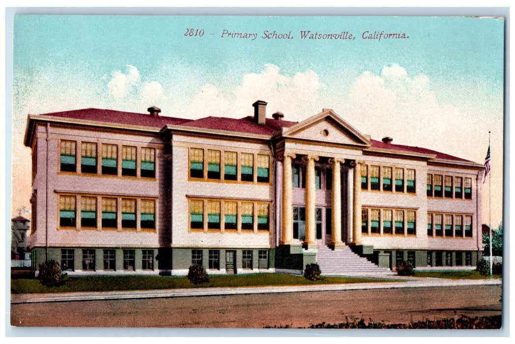 Primary School Building Exterior Scene Watsonville California CA Postcard