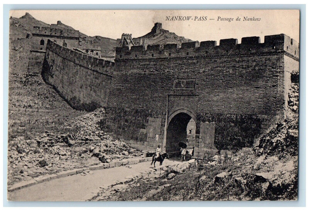 c1910's Nankow Pass Passage De Nankow China, Horse Cowboy Antique Postcard