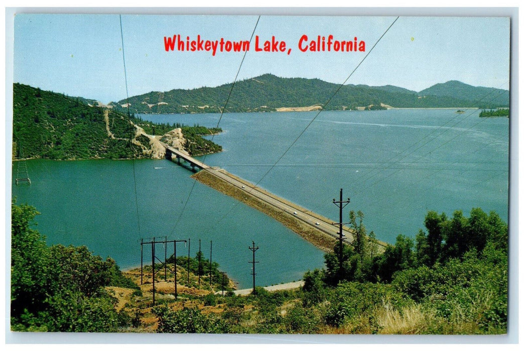 Bird's Eye View Of Whikeytown Lake California CA, Trees Mountain Bridge Postcard