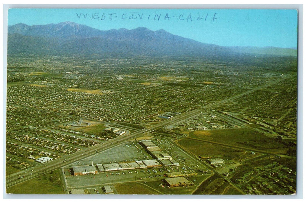 Aerial View Of West Covina California CA, Showing San Gabriel Mountain Postcard