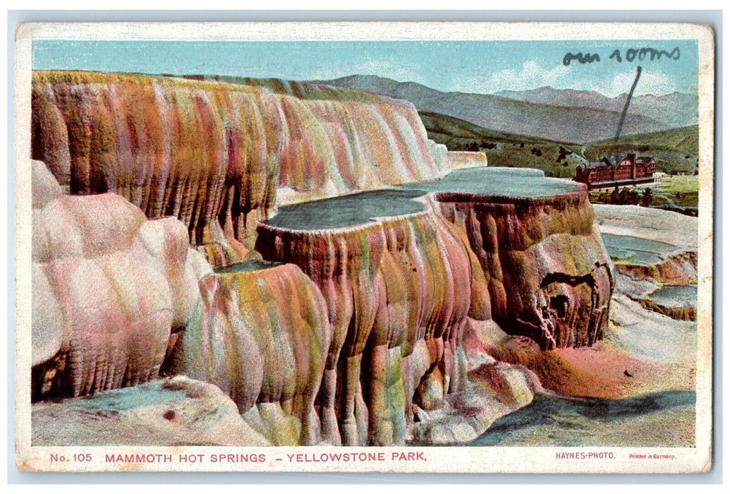 1912 View Of Mammoth Hot Springs Yellowstone Park Wyoming WY Antique Postcard