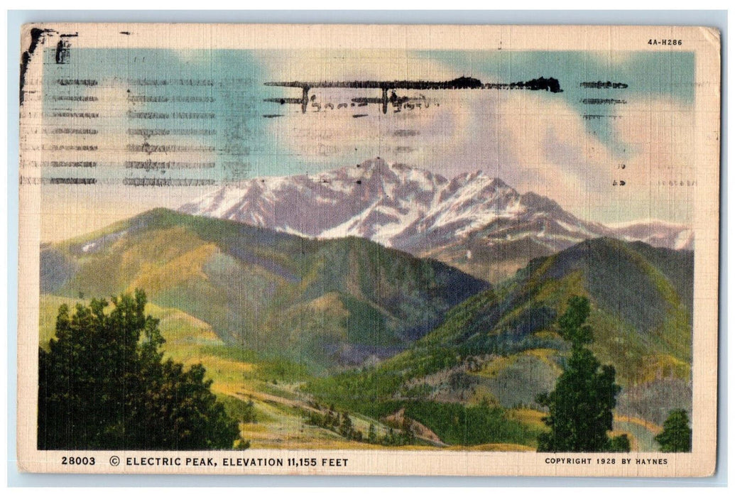 1939 Electric Peak Highest Mountain Yellowstone Park Wyoming WY Vintage Postcard
