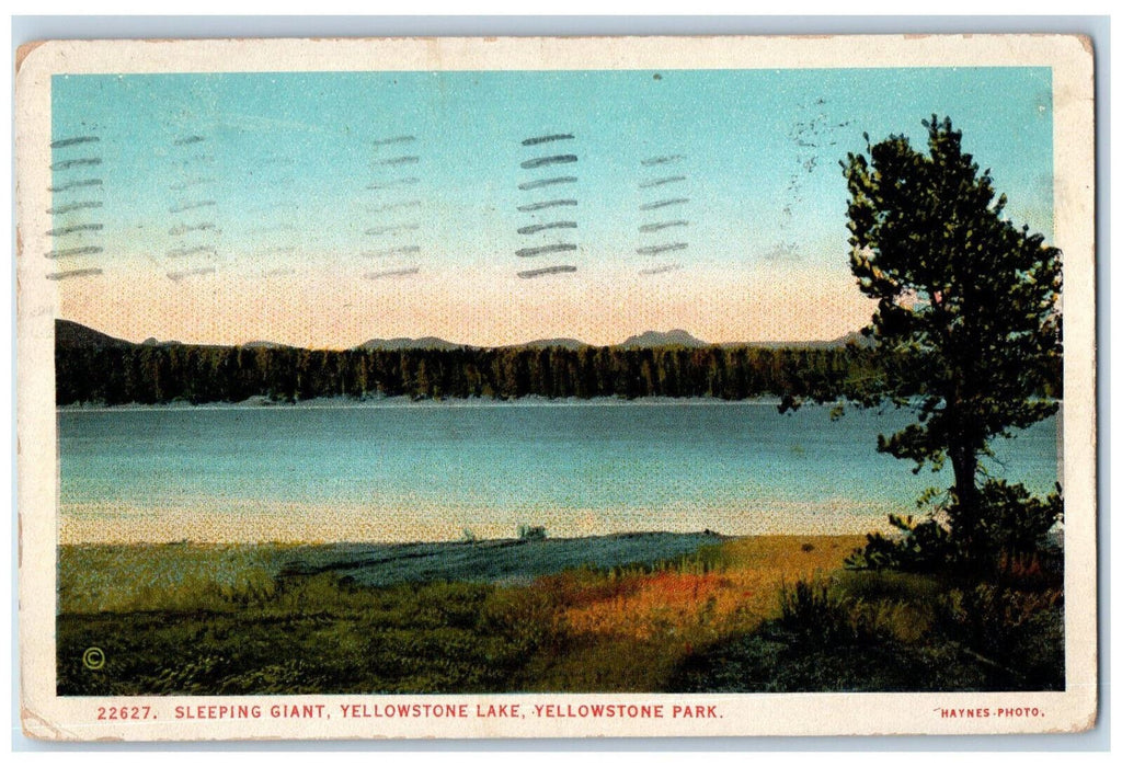 1929 Scenic View Of Sleeping Giant Yellowstone Park Wyoming WY Vintage Postcard