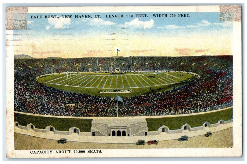 1922 Yale Bowl New Haven Connecticut CT Antique Posted W&L Midas Postcard