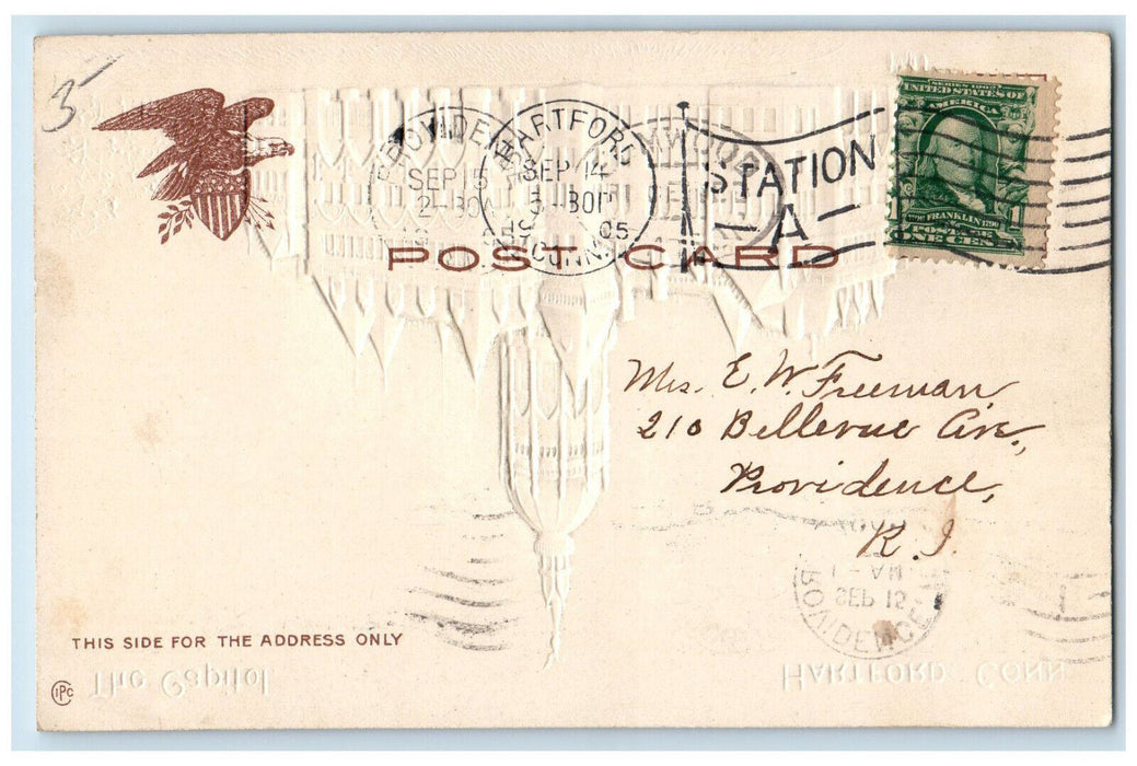 1905 The Capitol Hartford Connecticut CT Antique Embossed Airbrush Postcard