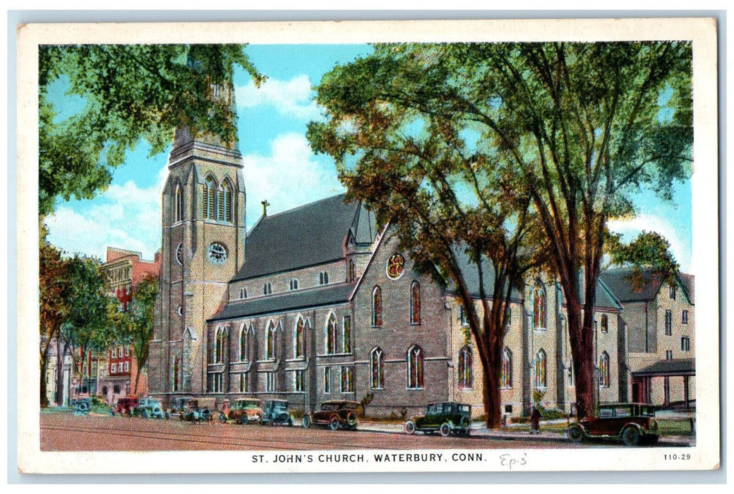 c1920's St. John's Church Waterbury Connecticut CT Antique Unposted Postcard