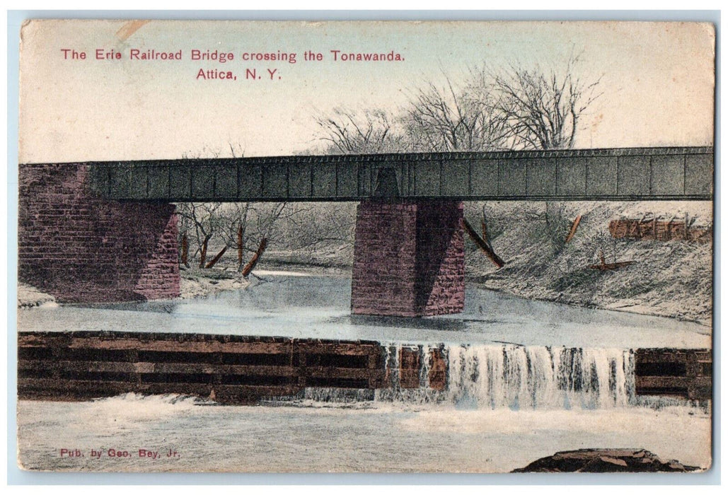 1918 The Erie Railroad Bridge Crossing The Tonawanda Attica New York NY Postcard