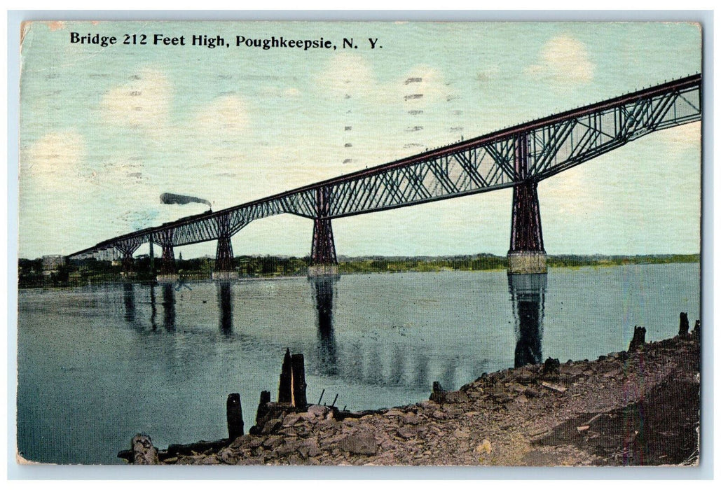 1914 Bridge 212 Feet High Poughkeepsie New York NY Antique Postcard
