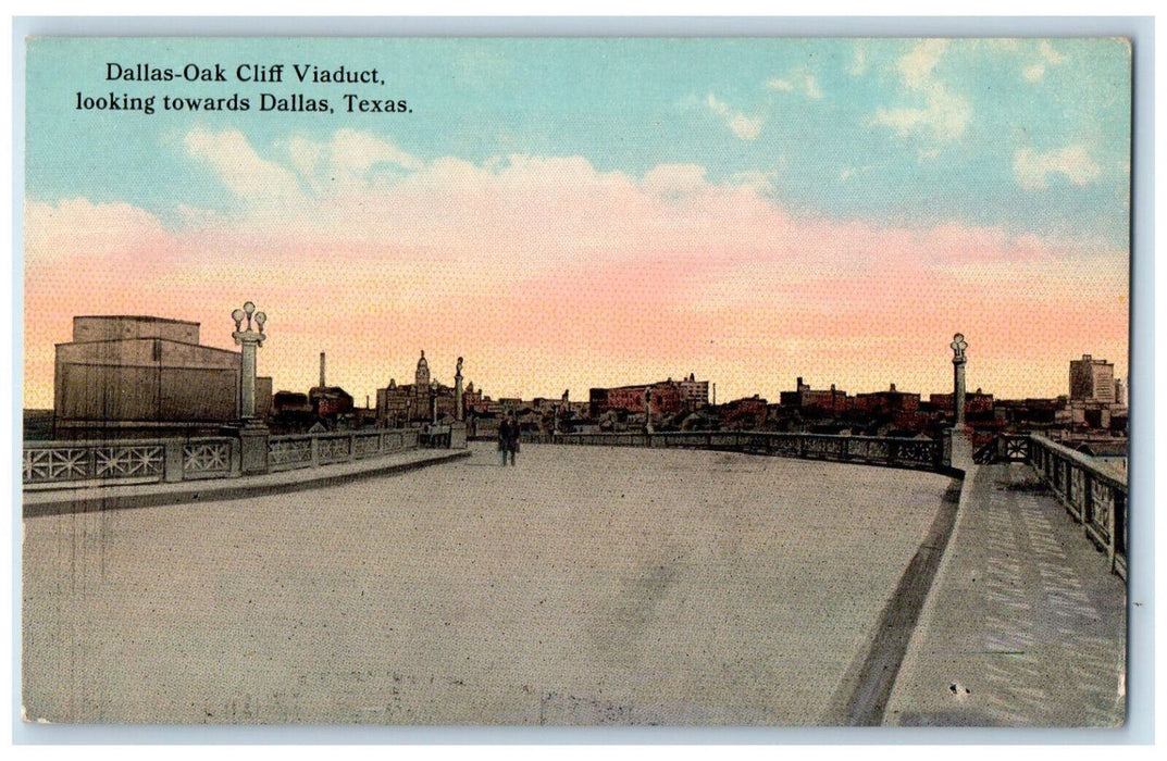 c1910 Dallas-Oak Cliff Viaduct Looking Towards Dallas Texas TX Postcard