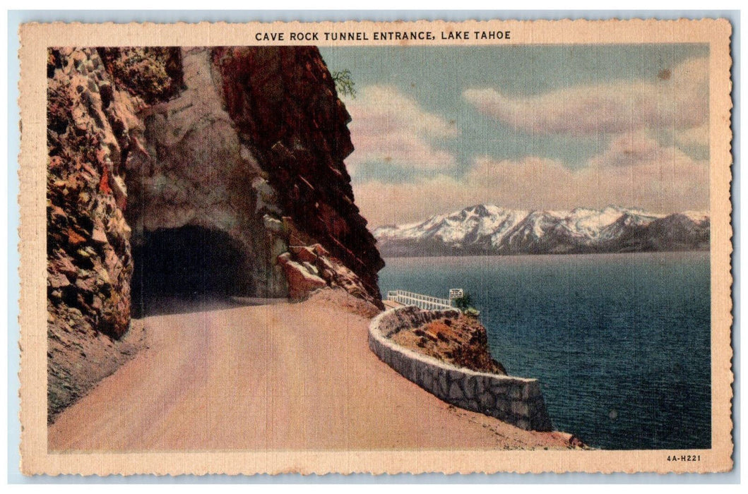 1937 Cave Rock Tunnel Entrance Lake Tahoe California CA Posted Postcard