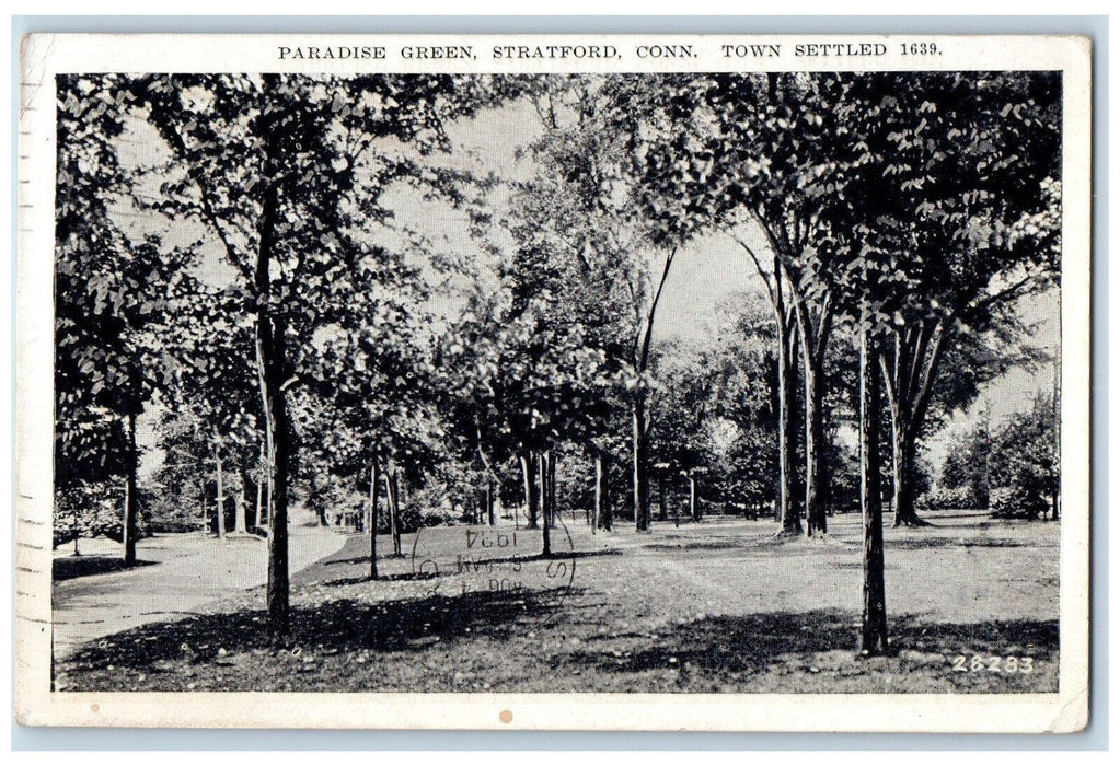 1934 Paradise Green Stratford Connecticut CT Posted Vintage Postcard