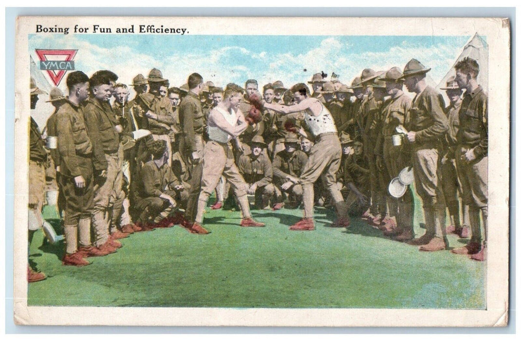 1912 Boxing Fun Efficiency World War II Brooklyn New York Upton Branch Postcard