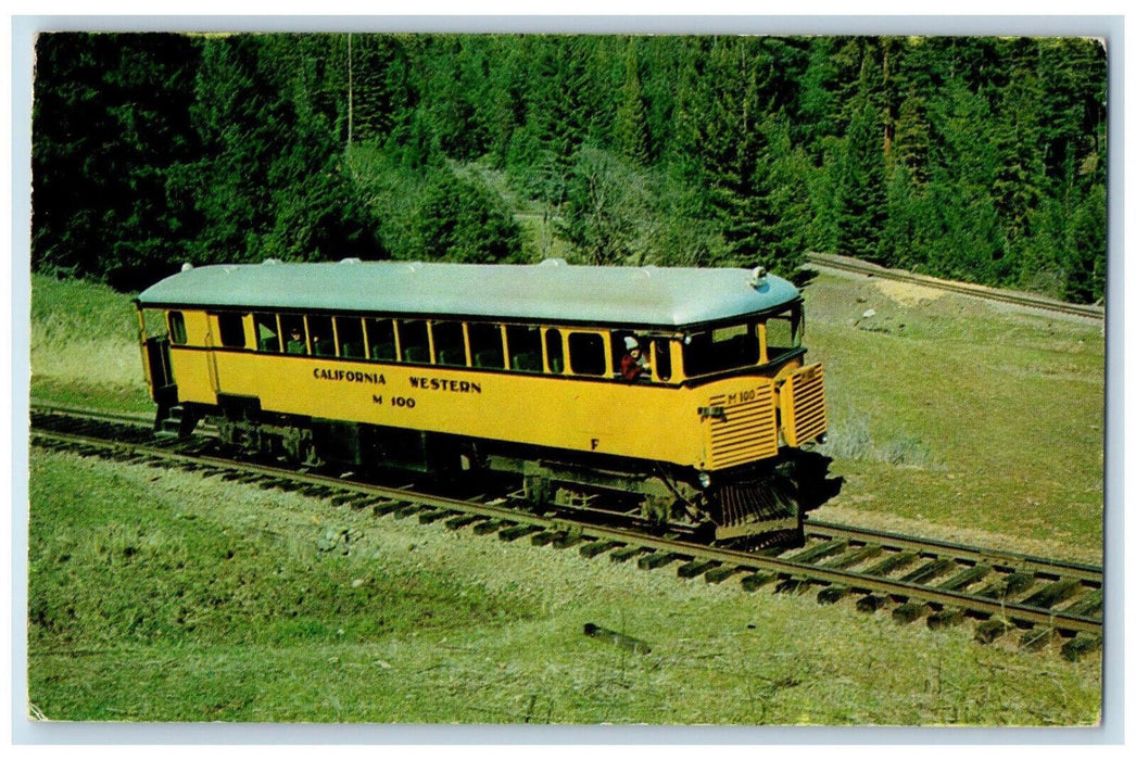The Skunk California Western Train Railroad Fort Bragg Cloverdale CA Postcard
