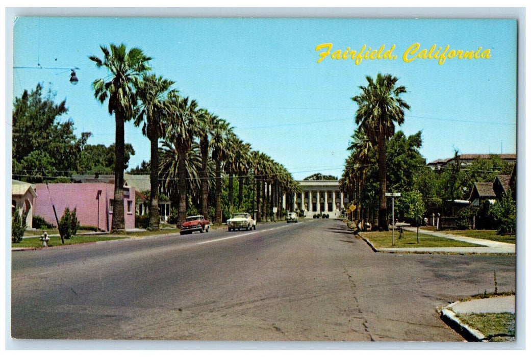 Busy Travis Air Force Base Tree-lined Fairfield California CA Vintage Postcard