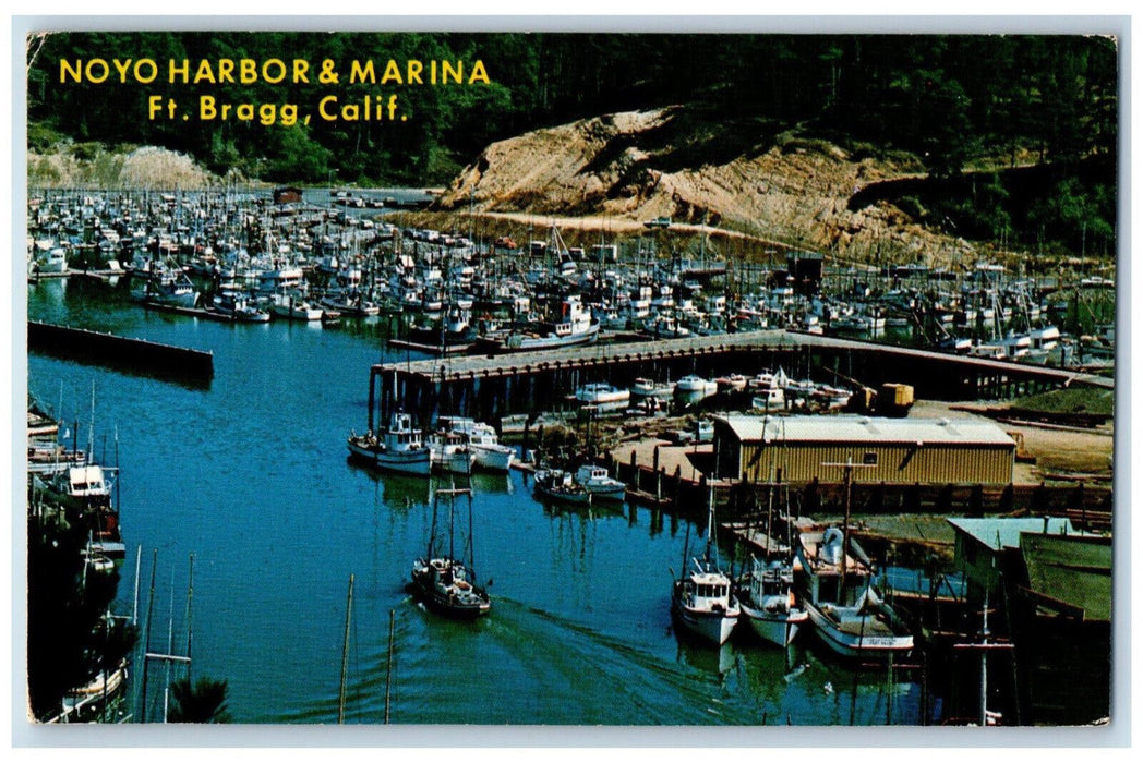 Noyo Harbor And Marina Yacht Boat View Fort Bragg California CA Vintage Postcard