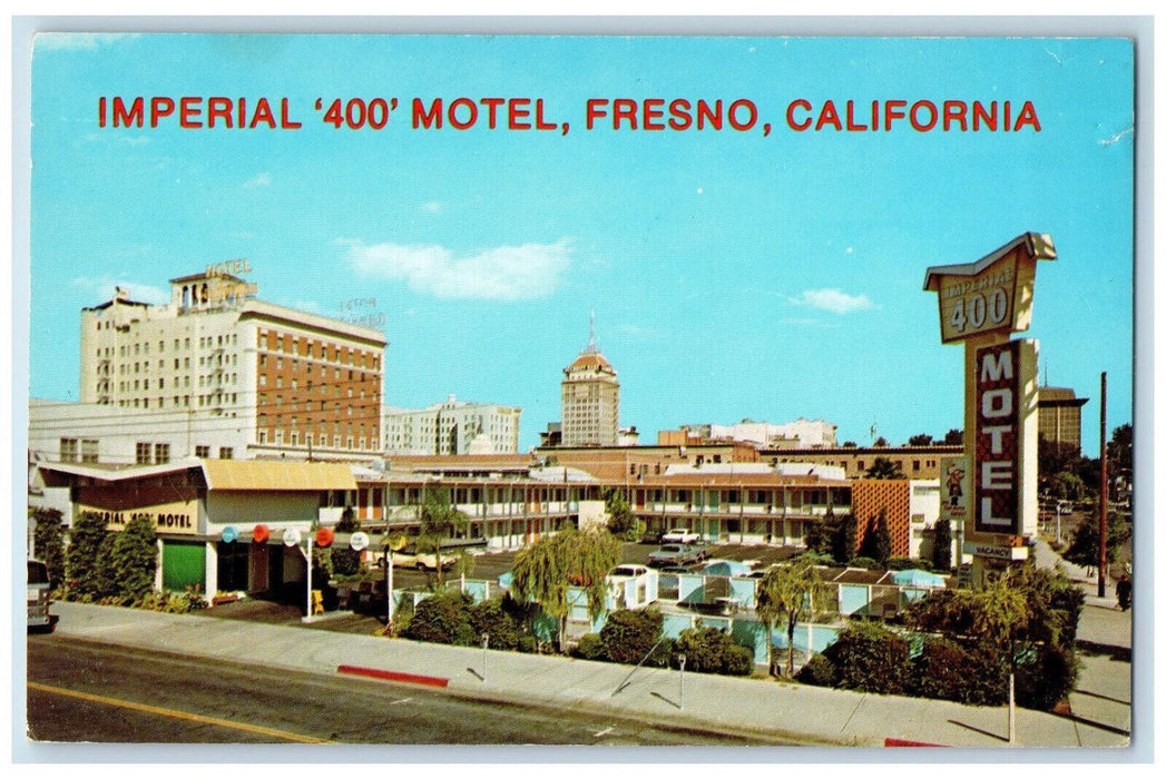Imperial '400' Motel Swimming Pool Fresno California CA Antique Postcard