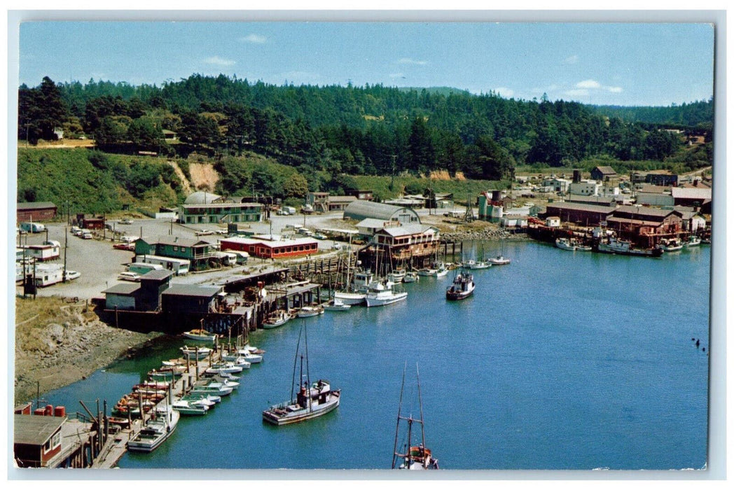 Scenic View Of Noyo Harbor Yacht Boat Fort Bragg California CA Vintage Postcard