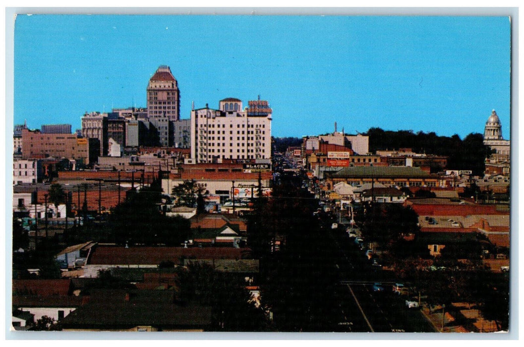 Downtown Skyline Blacks Offices Building Street Fresno California CA Postcard