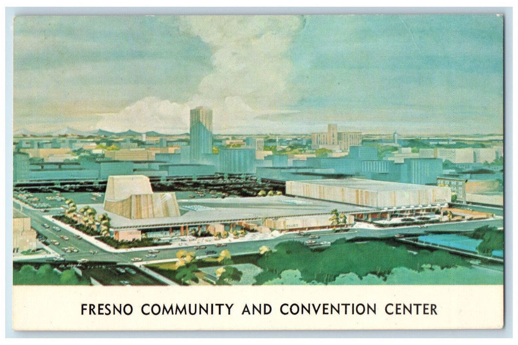 Bird's Eye View Of Fresno Community And Convention Center California CA Postcard