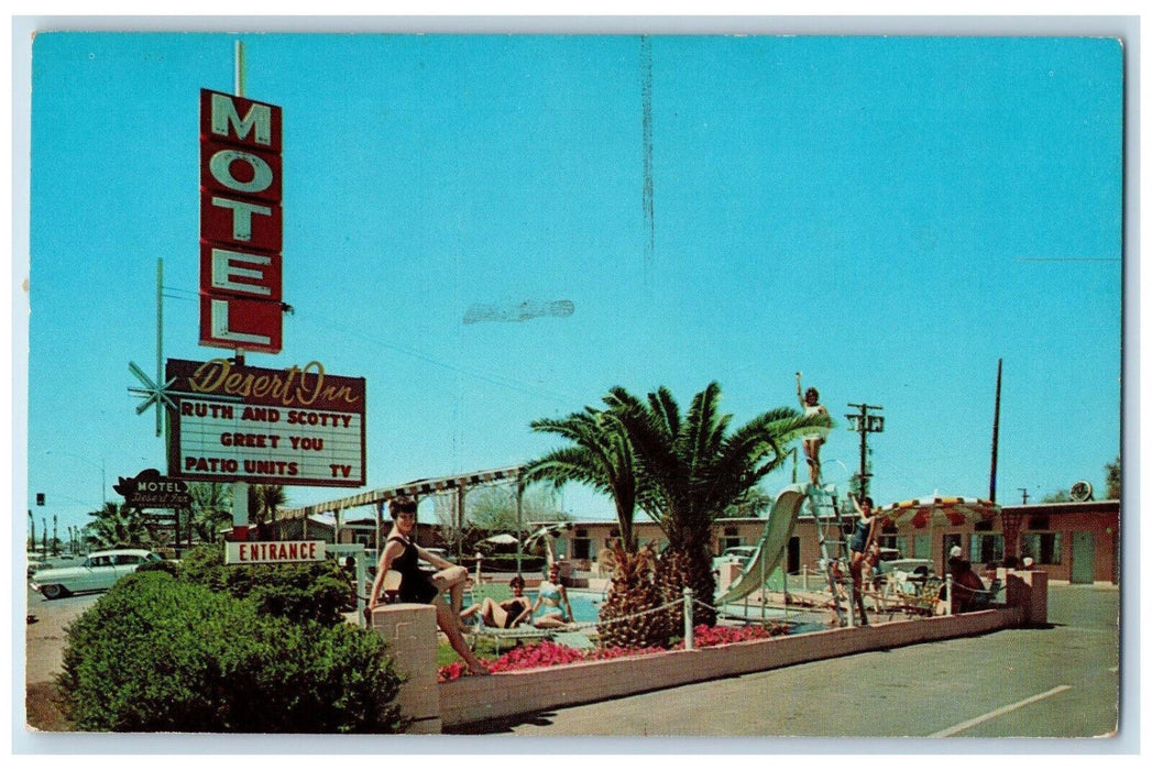 View Of Desert Inn Motel Swimming Pool El Centro California CA Vintage Postcard