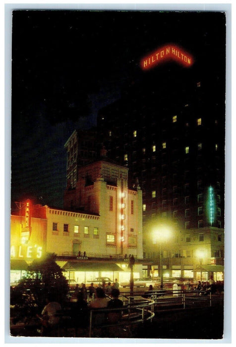 c1960 Night Scene Downtown District Sun Capital Building El Paso Texas Postcard