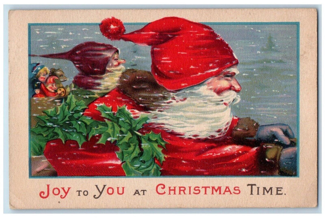 1924 Christmas Santa Claus Sack Of Toys Snowfalls Baltimore Maryland MD Postcard