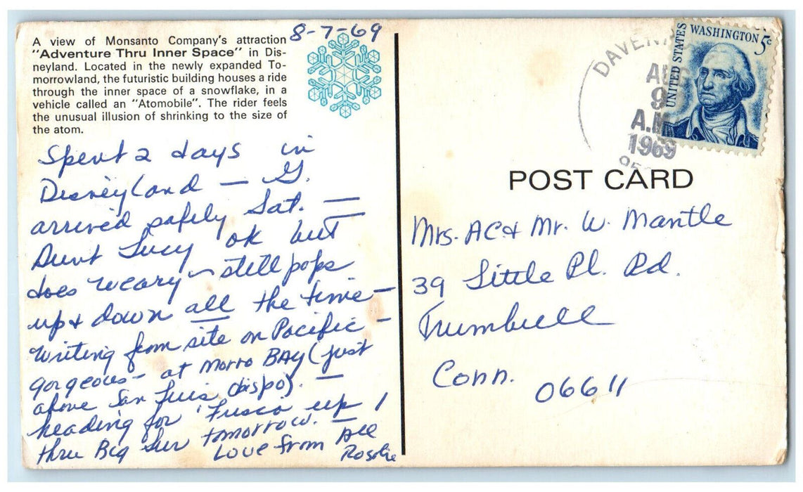1969 A View Of Monsanto Company Adventure Thru Inner Space Davenport CA Postcard